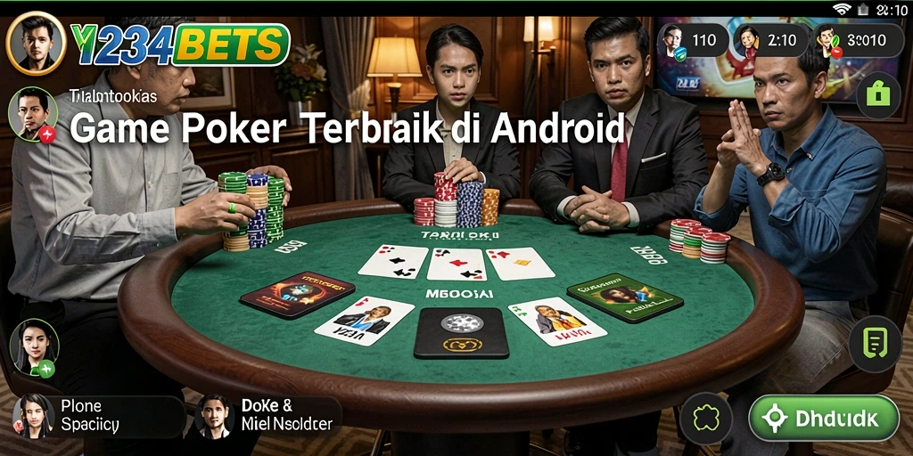 Tampilan gameplay utama di 1234BETS dengan suasana Poker yang mendebarkan.