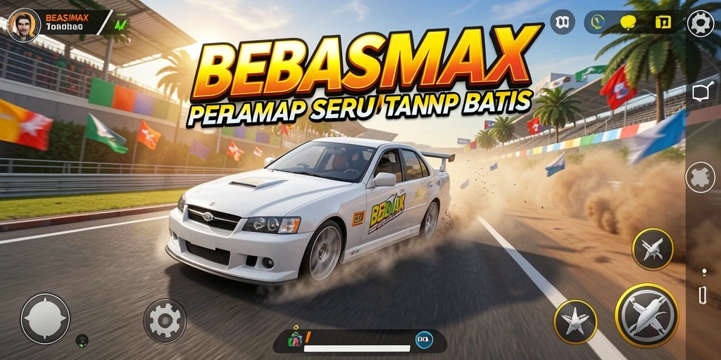 Tampilan menegangkan saat balapan dalam permainan BEBASMAX.