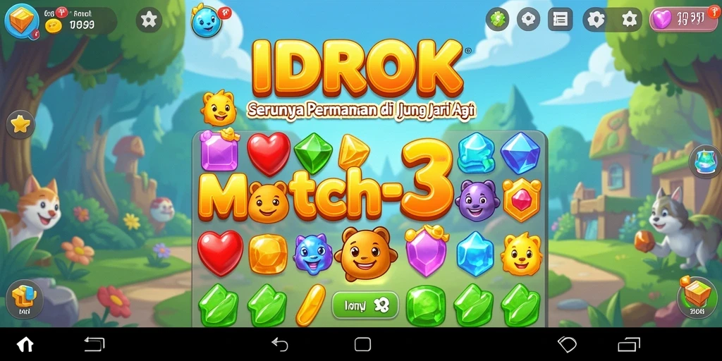 Screenshot gameplay IDROK yang menarik dengan cobaan mencocokkan buah-buahan.