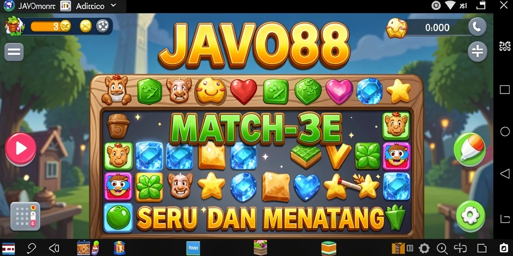 Tangkapan layar JAVO88 menunjukkan keseruan gameplay Match-3 yang adiktif.