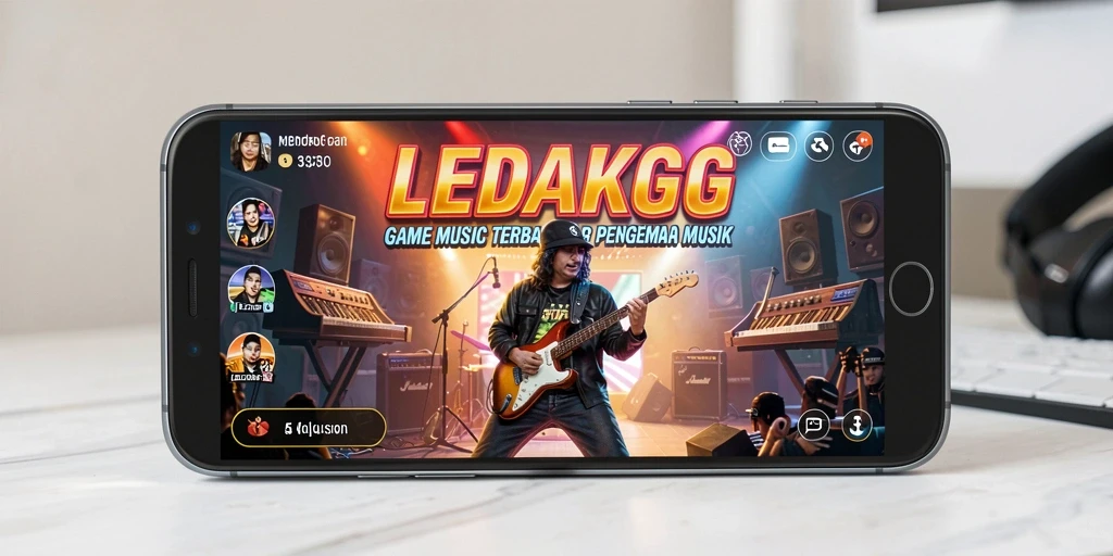 Tampilan gameplay seru LEDAKGG saat pemain memainkan lagu.