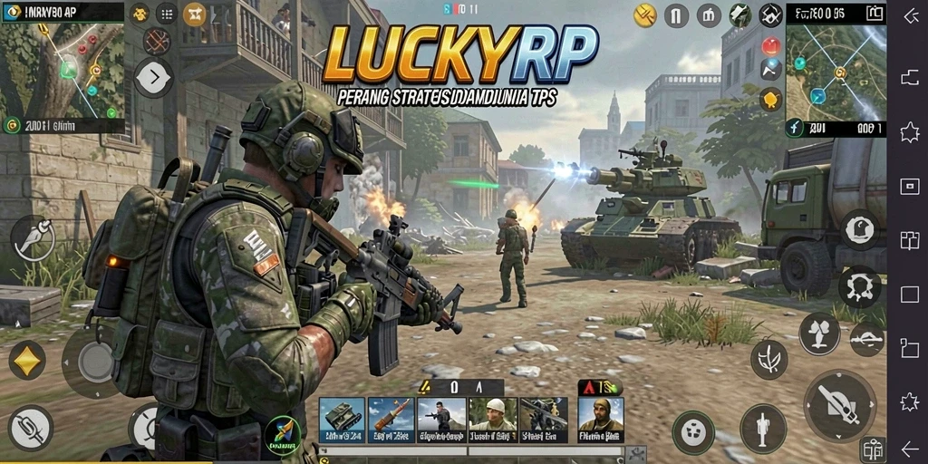 Tampilan gameplay seru dalam LUCKYRP dengan pertempuran intens.