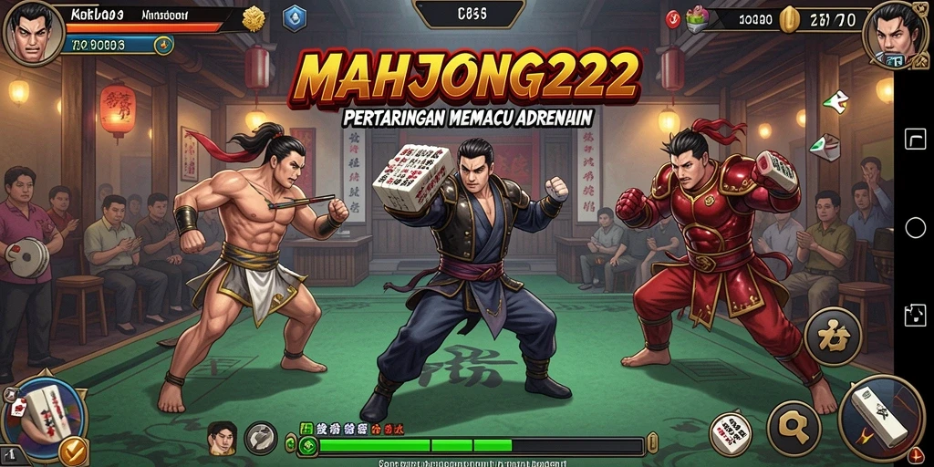 Screenshot gameplay MAHJONG222 yang menunjukkan pertarungan mendebarkan.