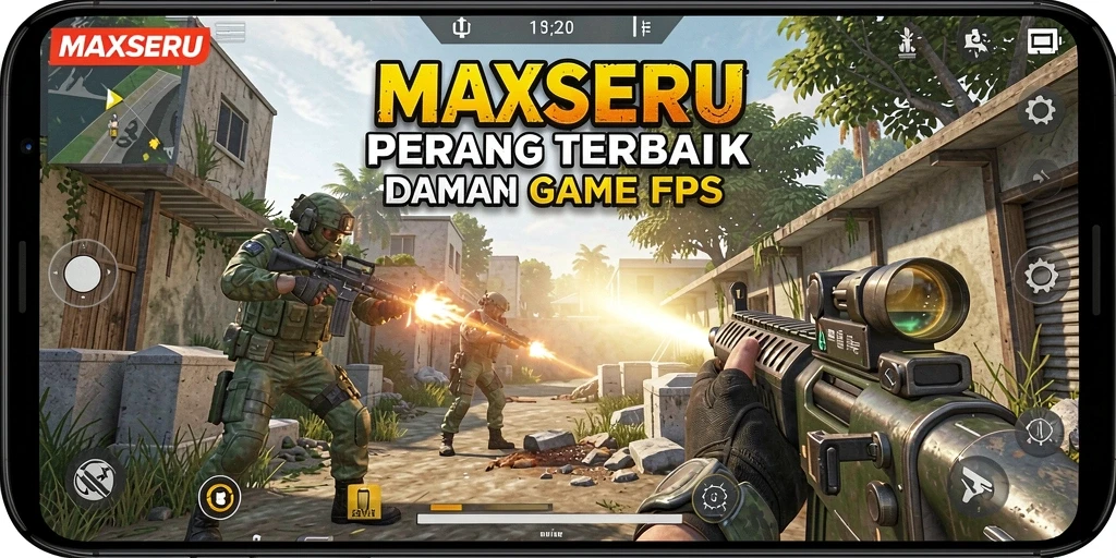 Screenshot gameplay MAXSERU menampilkan aksi tembak-menembak yang mendebarkan.