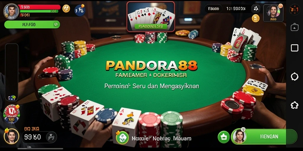 Tampilan gameplay PANDORA88 yang menarik dan seru dalam suasana Poker.