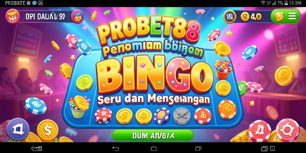 Screenshot menampilkan antarmuka permainan Bingo yang dinamis dan interaktif.
