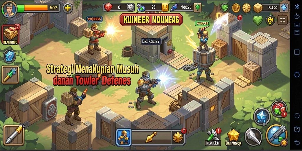 Tampilan menarik gameplay V07 di Tower Defense.